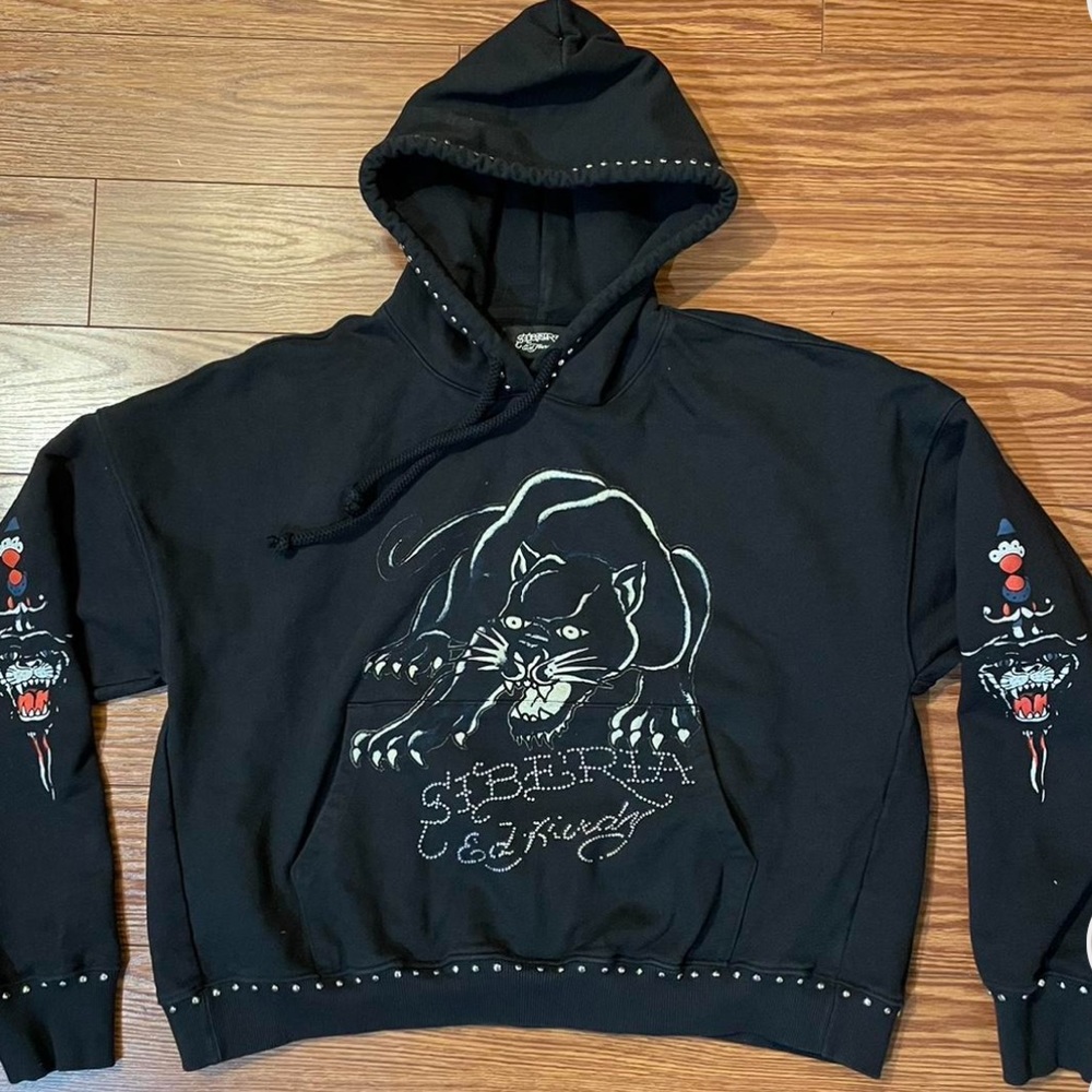 (RARE) Ed Hardy x Siberia Hills Panther Hoodie- Black/ Medium